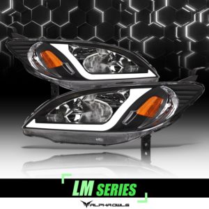 Alpha Owls 2004-2005 Honda Civic LM Series Headlights (Crystal Headlights Black housing w/ LumenX Light Bar)