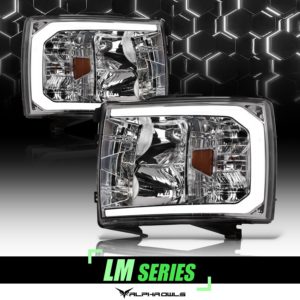 Alpha Owls 2007-2013 Chevy Silverado 1500 LM Series Headlights (Crystal Headlights Chrome housing w/ LumenX Light Bar)