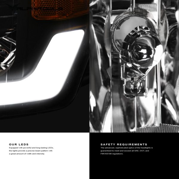 Alpha Owls 2003-2007 Chevy Silverado LM Series Headlights (Crystal Headlights Black housing w/ LumenX Light Bar)